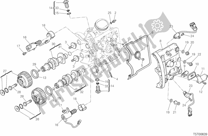 All parts for the Horizontal Head Timing System of the Ducati Multistrada 1260 ABS Thailand 2019